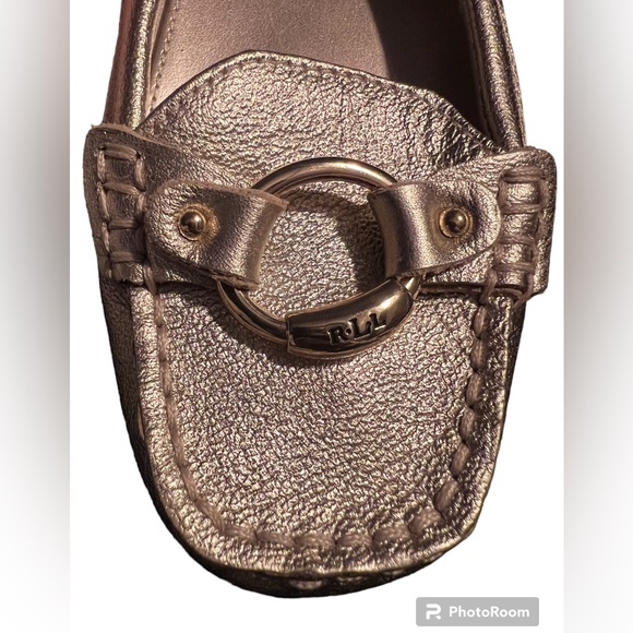 LAUREN RALPH LAUREN Cadence Gold Driving Moccasin Loafers Size 8.5 - Picture 7 of 9